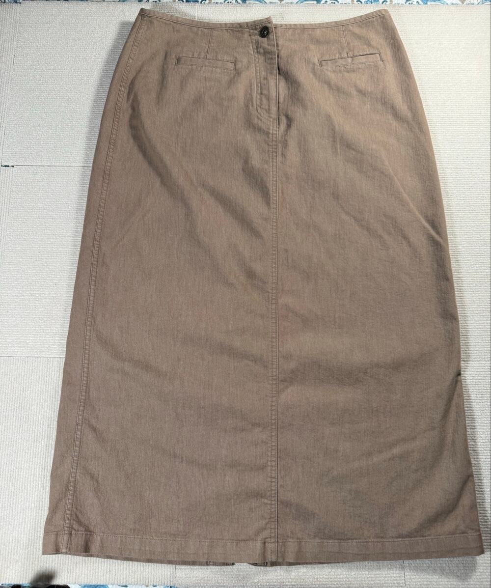 Christopher and Banks Women's 10 Stretch Maxi Skirt Tan Pockets Cotton Blend